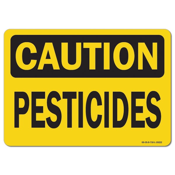 OSHA Caution, 3.5" Height, 5" Width, Decal, 3.5" H, 5" W, Landscape, PK10, Pesticides
